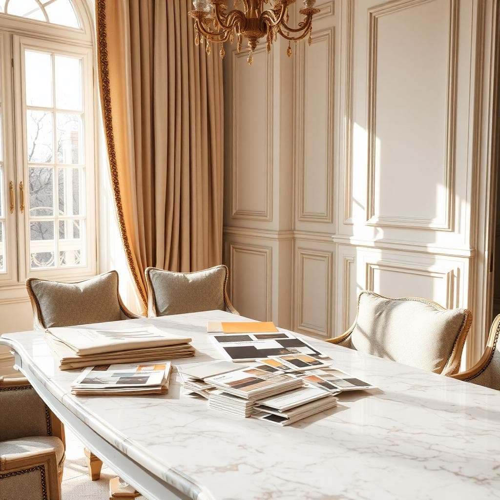 Conseil décoration intérieur avec échantillons et planches tendances