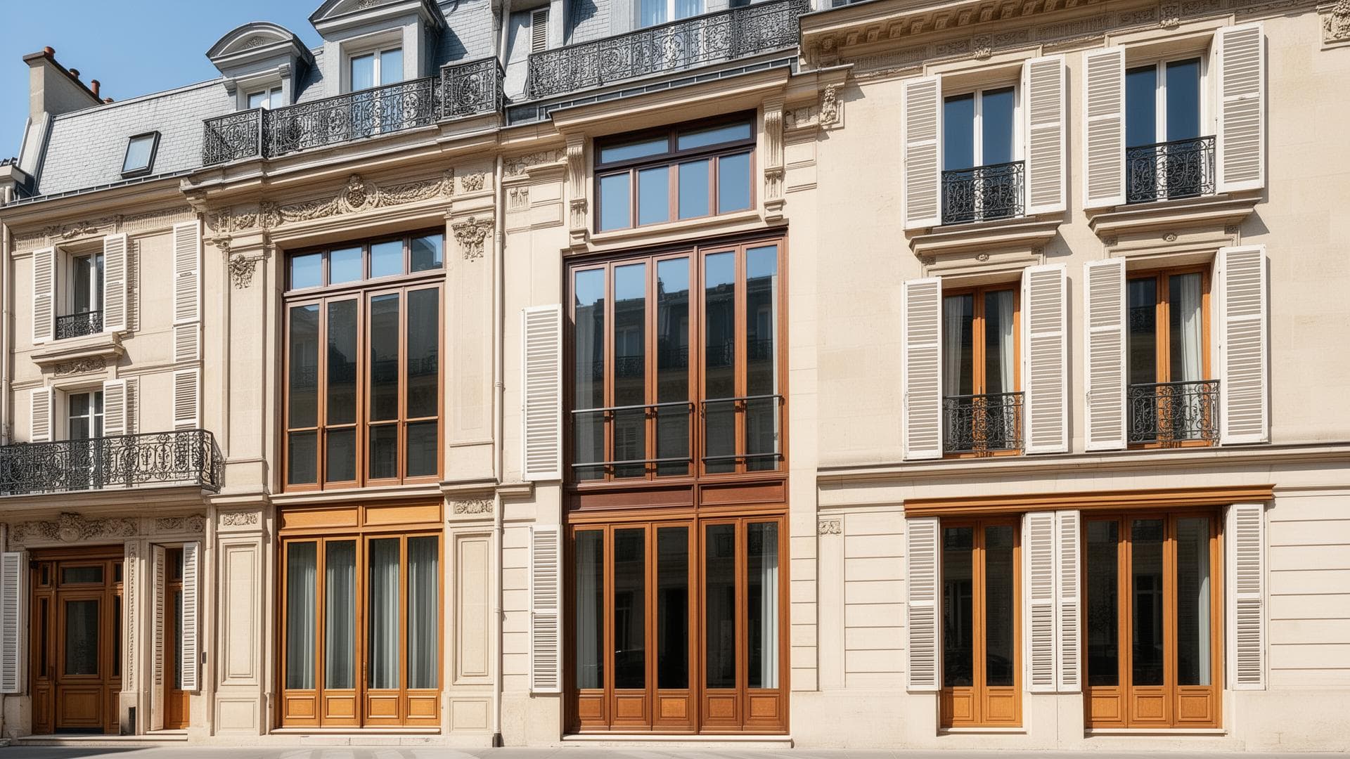 Menuiserie extérieure haut de gamme avec fenêtres et volets sur mesure